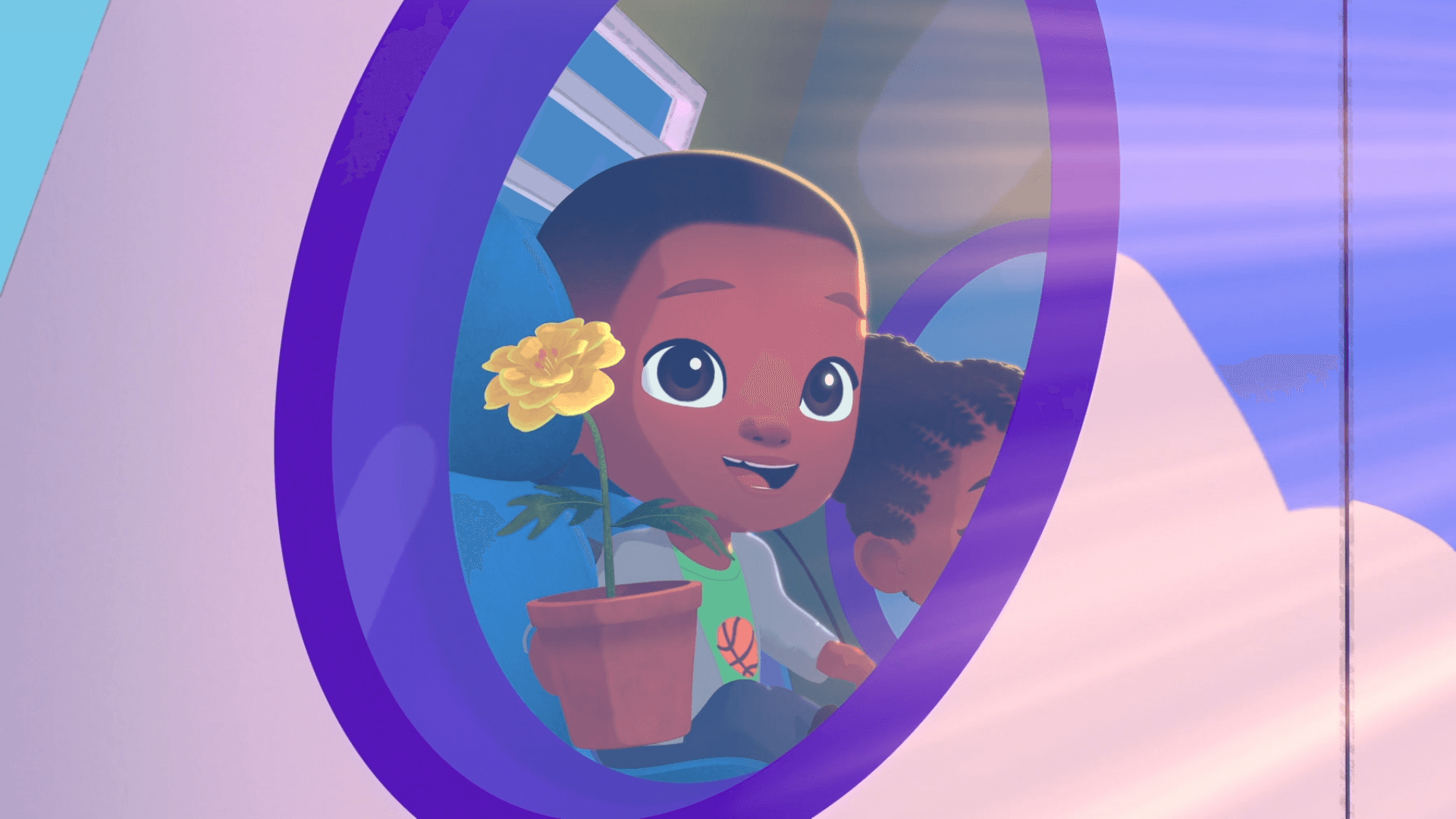 The Hunters fly above the clouds to find sunlight for Benny's flower, Marigold.