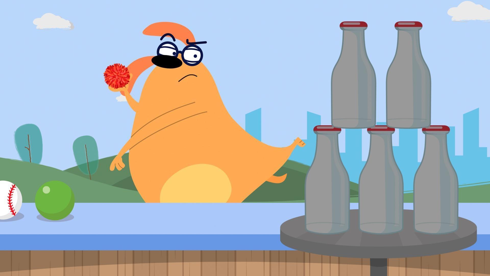 Ruff has one chance to defeat Glen’s Milk Bottle Pyramid of Doom and win his plushie back!