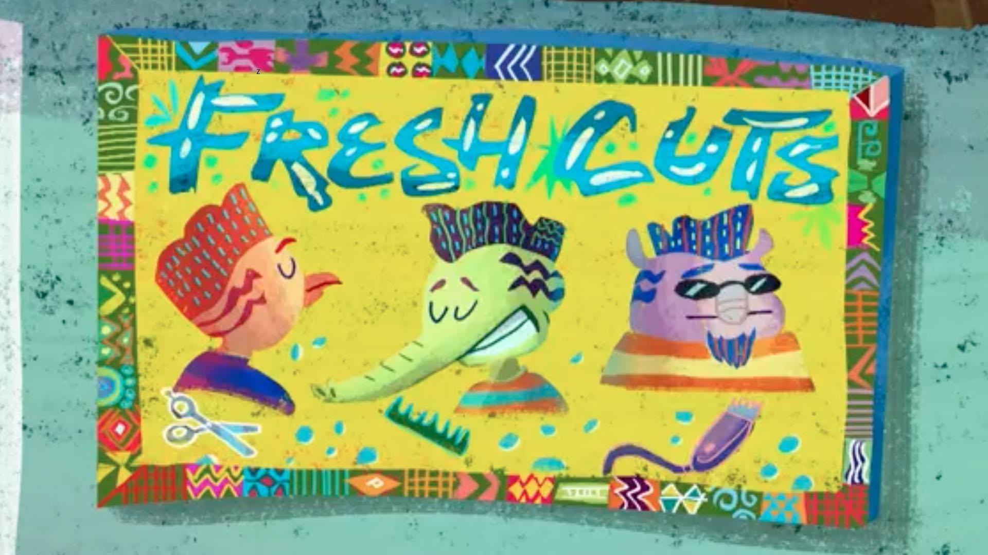 In Ghana, Andy helps a friend paint a sign./Carmen learns more about the city of Kumasi.