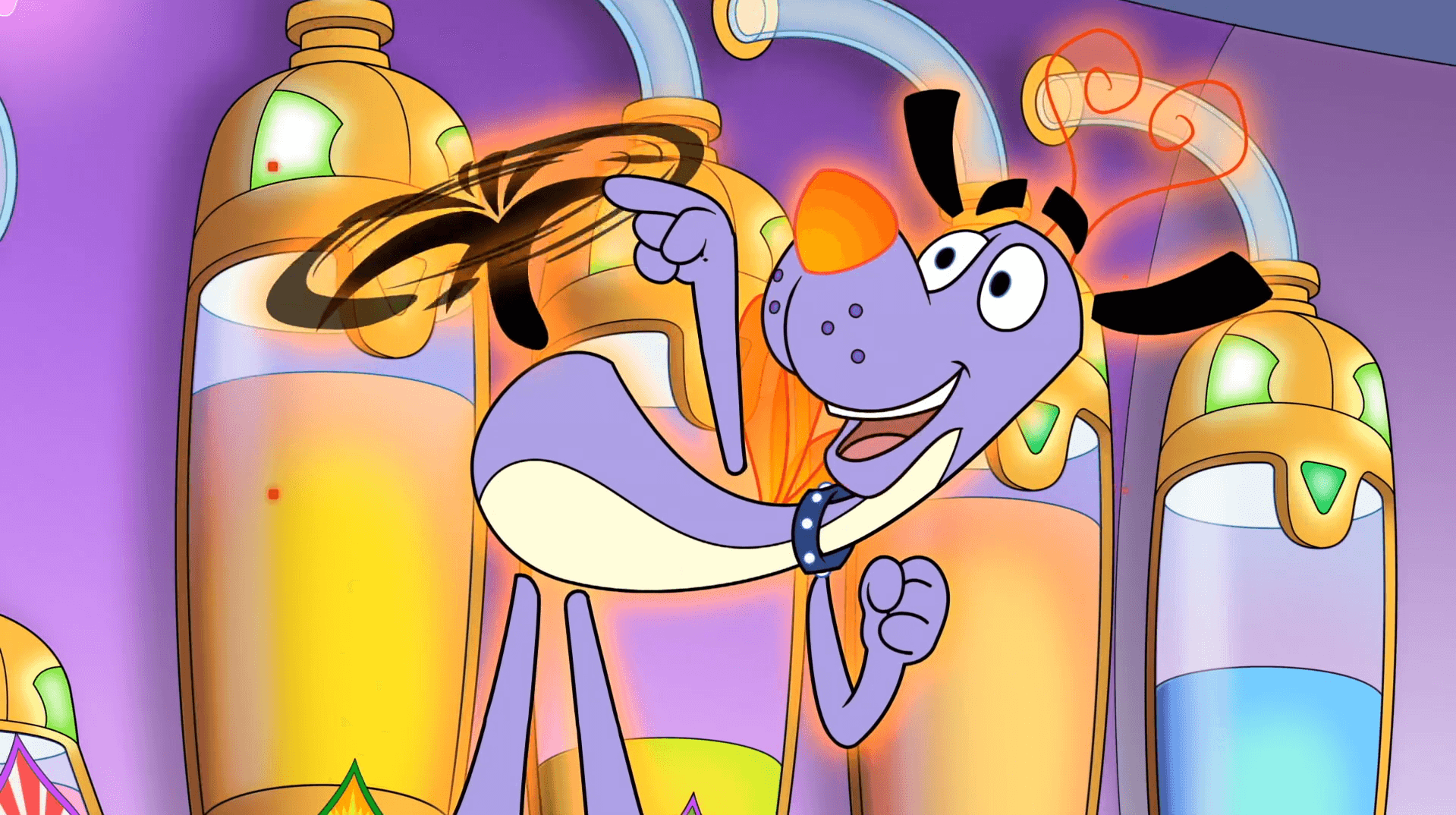 Cora cleans the Beeples’ teeth. / Rae creates a new flavor of snacks.