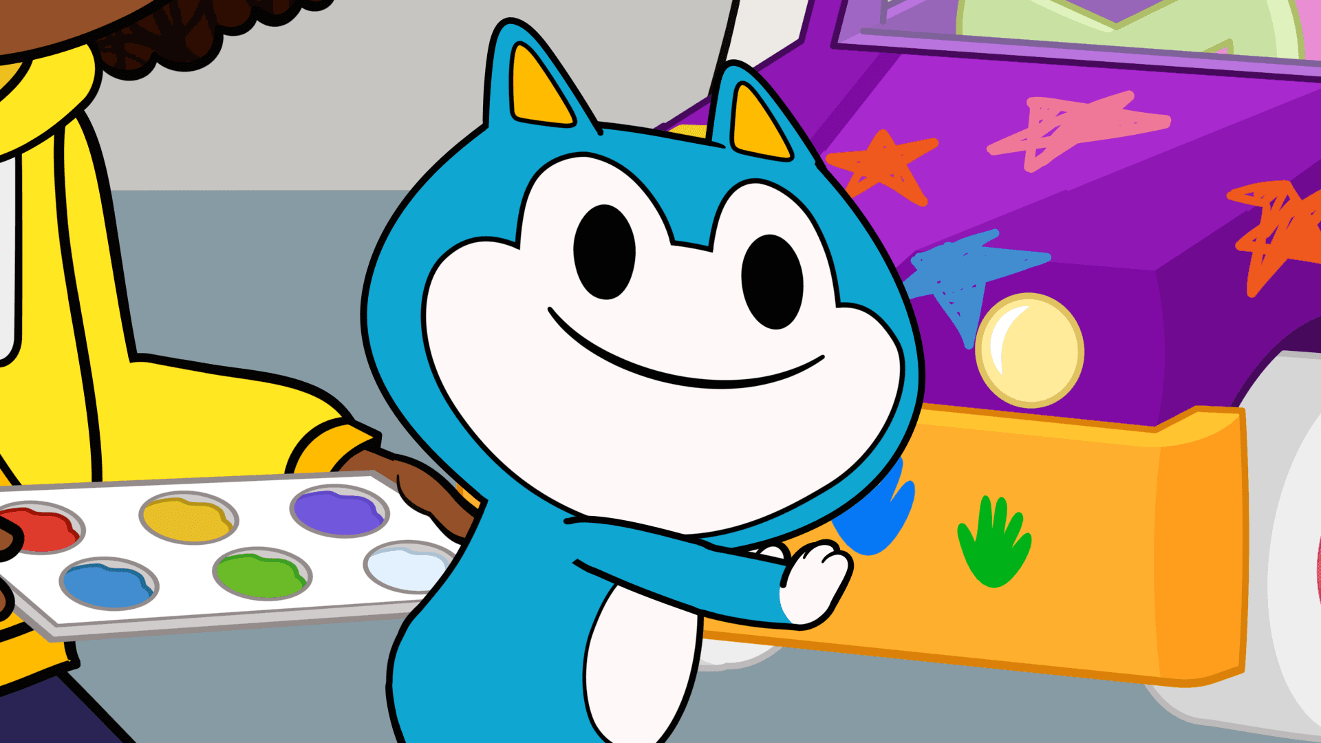 Lyla and Everett play basketball with their moms./Lyla fixes up an old toy car for Stu.