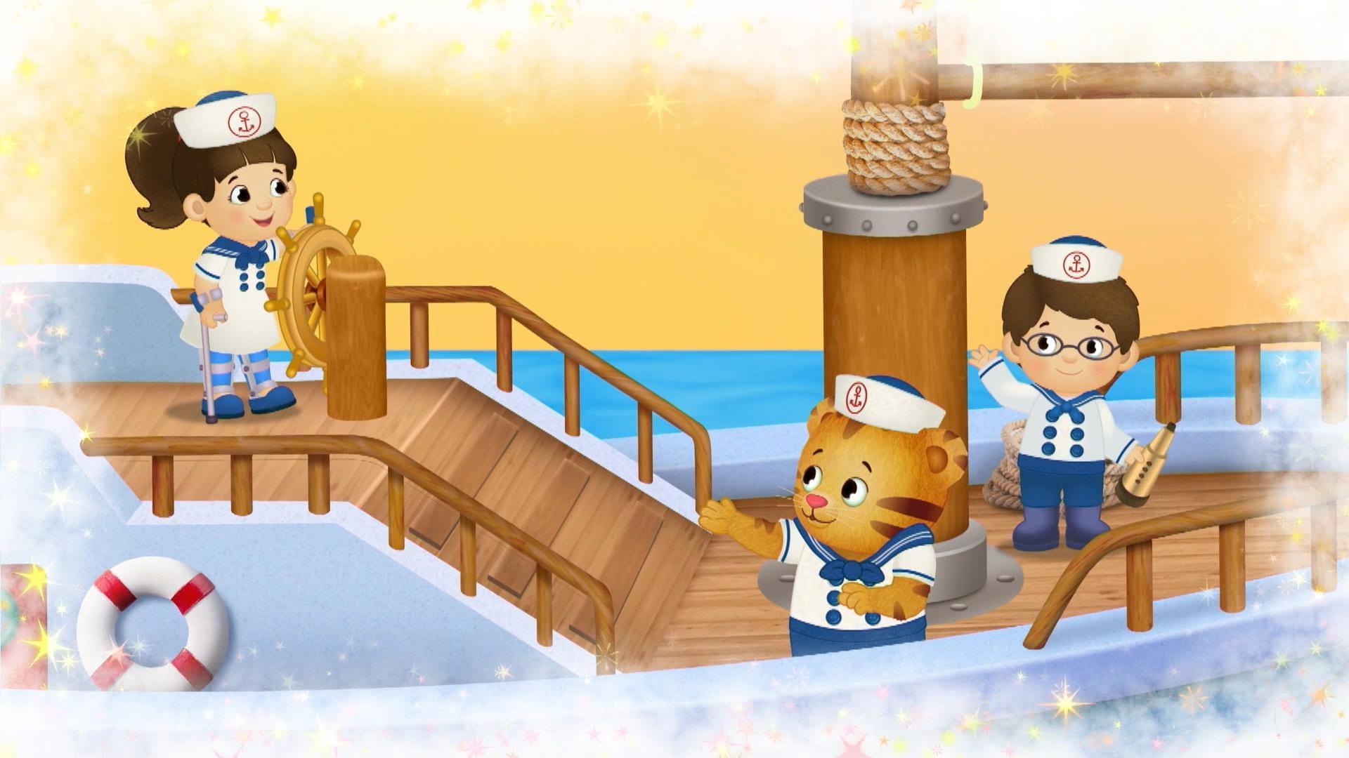 Daniel imagines that he and his friends are sailing on a big ship in the ocean.