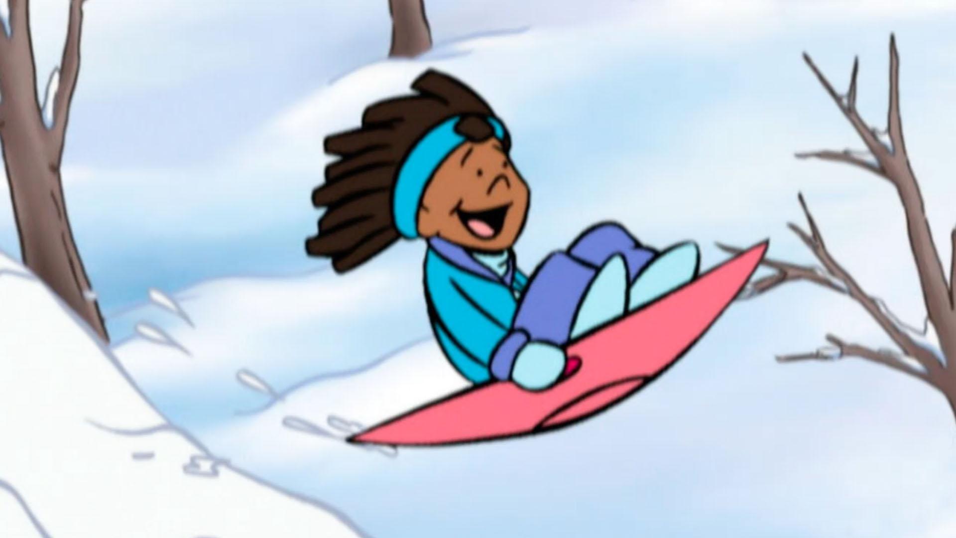 Emily Elizabeth has never used a round sled before...she's a little nervous!