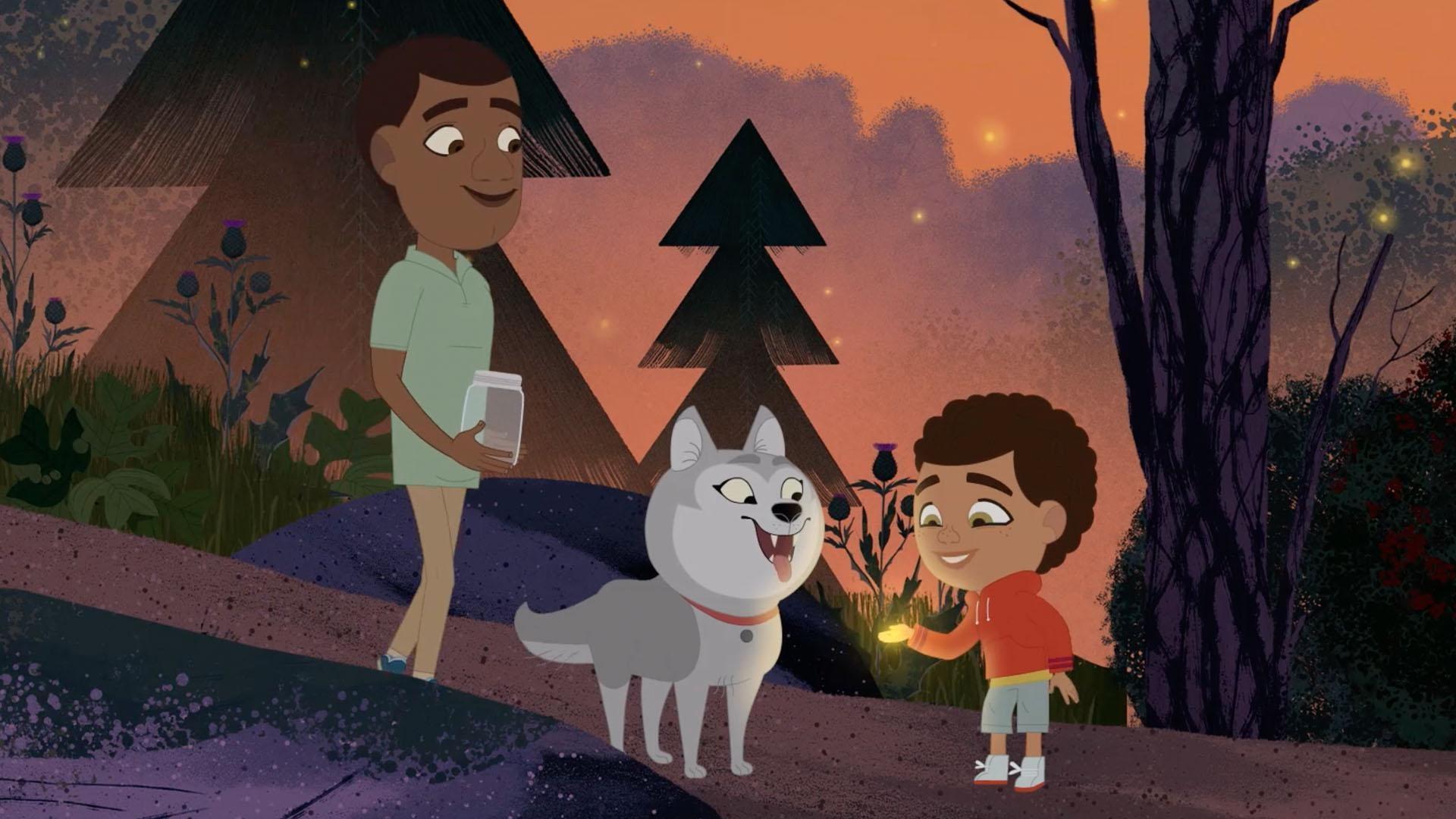 Rider, Dad, and Wolfie discover glowing "fairies" while walking to Grammie's house.