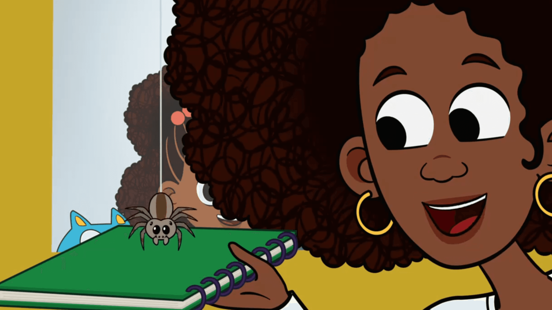 Louis gets spooked by a spider, Lydia removes it