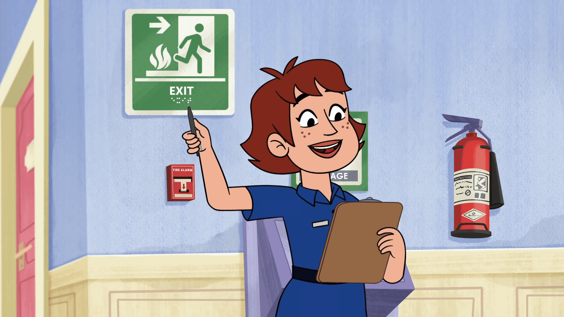 Fire Inspector Josie is at the towers doing her fire safety check.