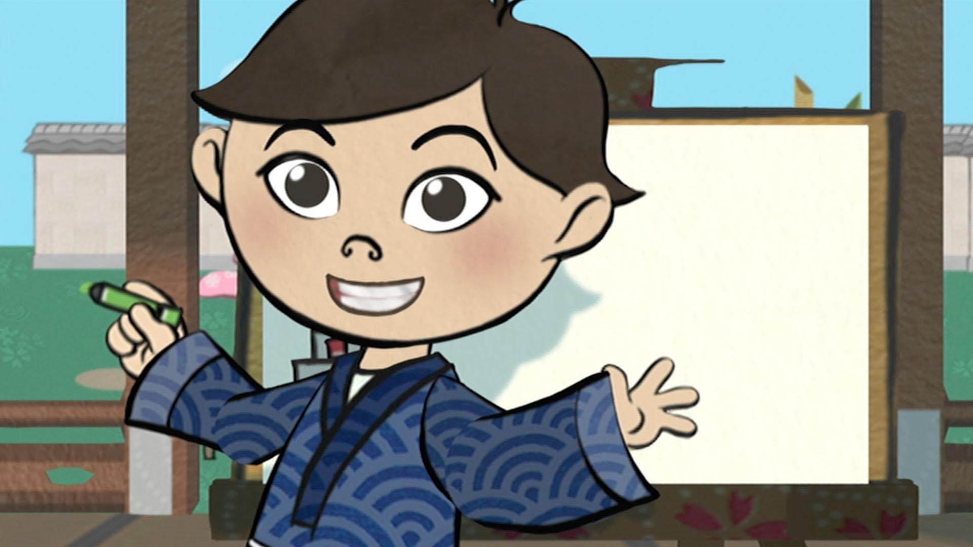 The Super Readers meet a little boy who is struggling to sketch a picture for the emperor.