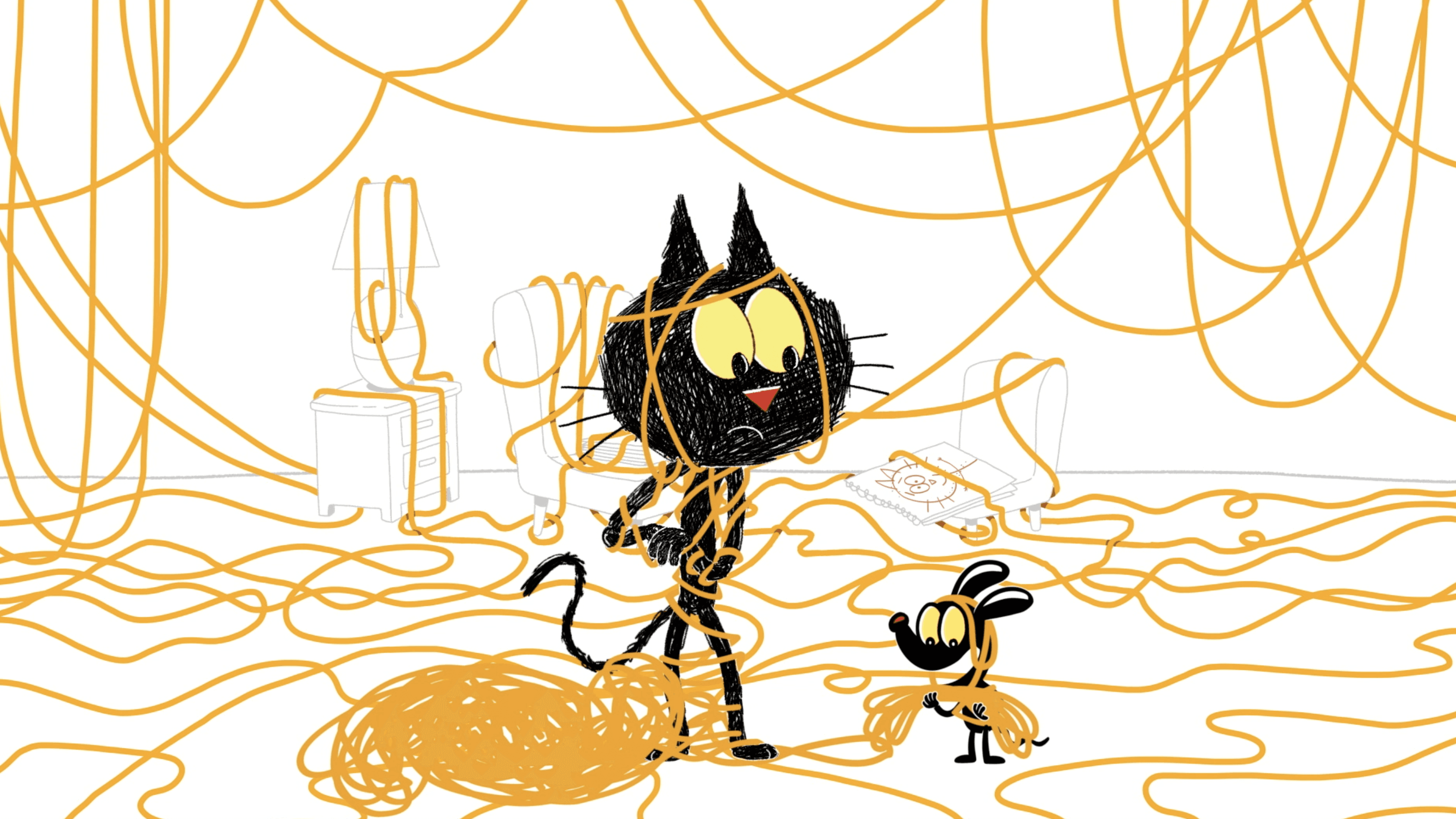 Scribbles and Ink find out how many ways they can spin a giant ball of yarn into art.