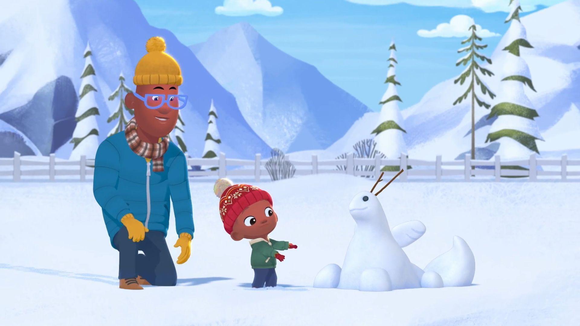 After no snow sticks to the ground in their yard, the Hunters search for snow to play in.