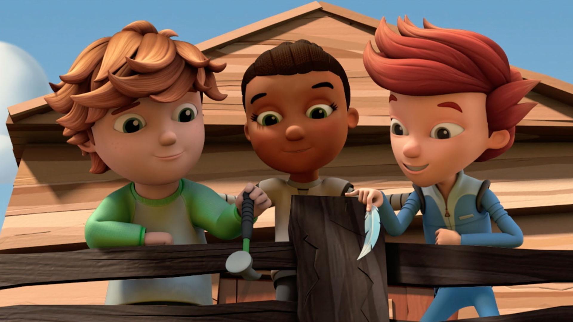 The kids learn about gravity. / Sydney takes her friends to visit her Mom at work.