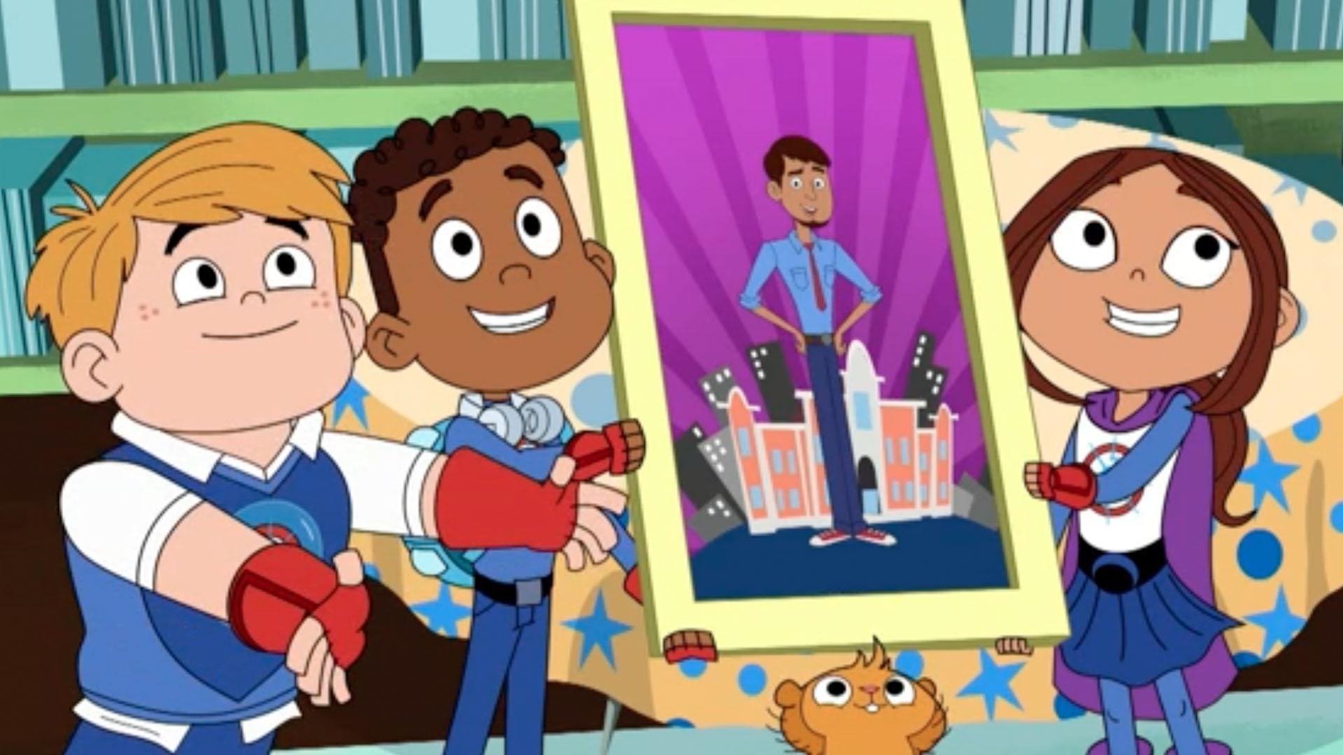 Mr. Sparks gets the "Hero Teacher of the year" award! / Invisigirl makes a cake invisible.