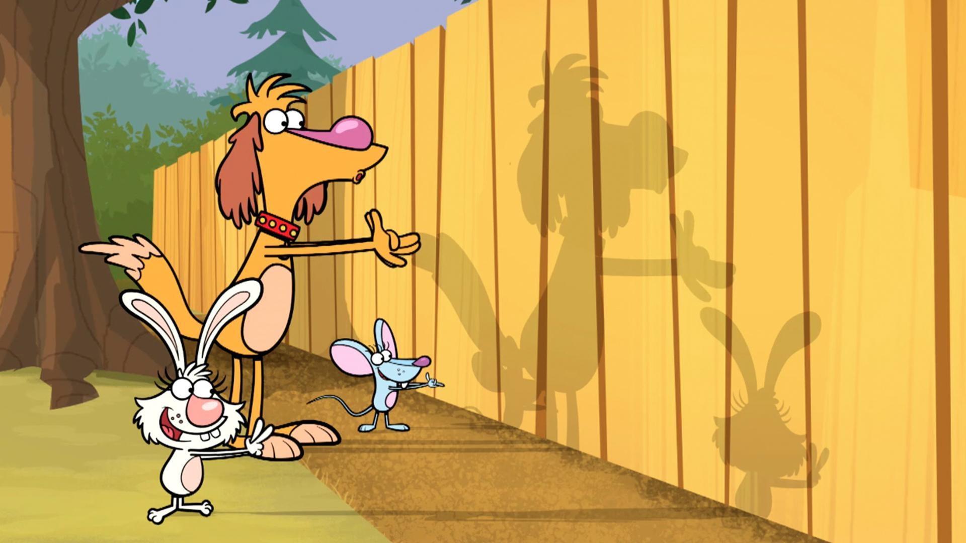 Daisy, Hal and Squeeks are having a blast making shadow puppets.