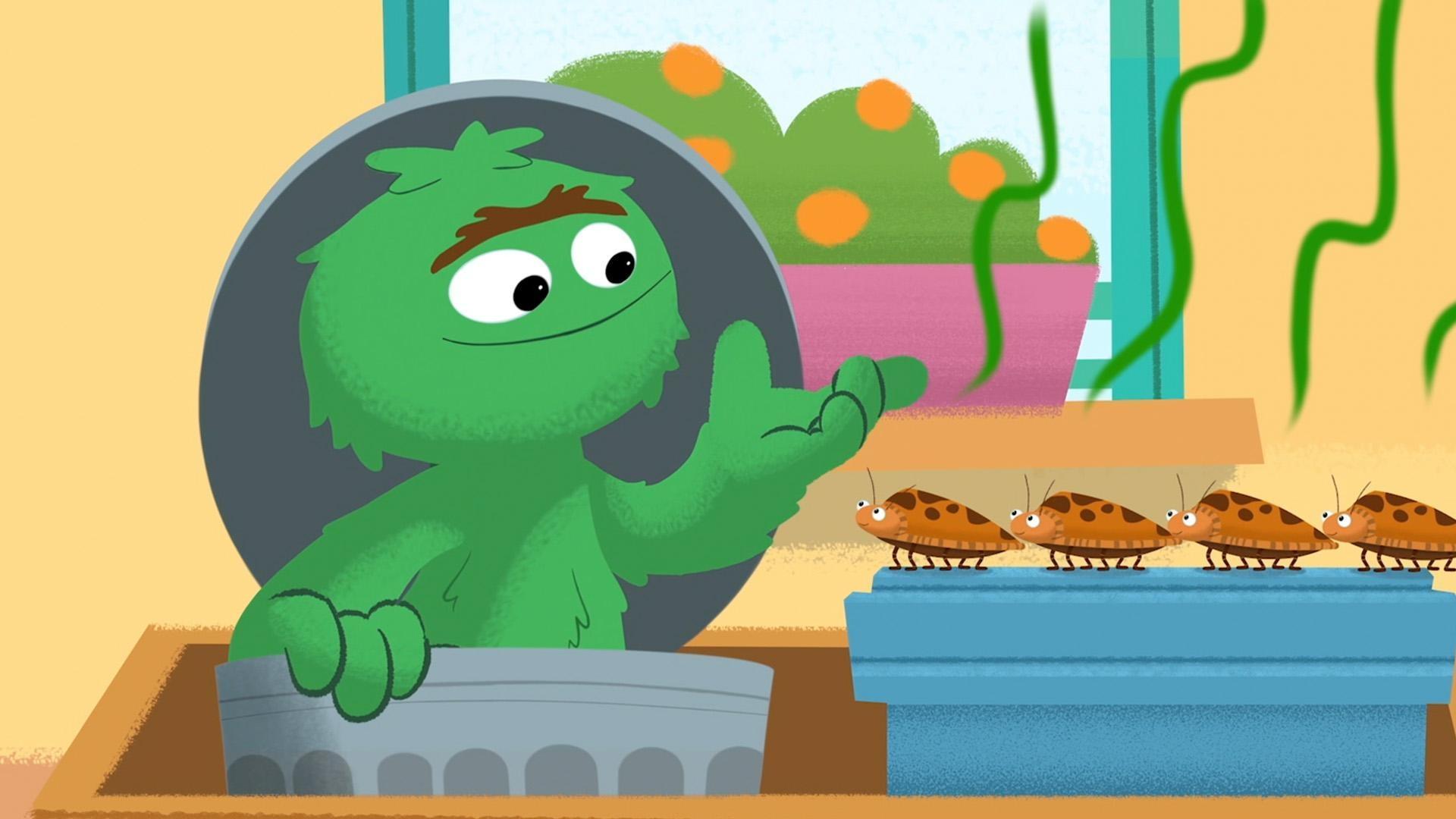 Elmo and Tango solve the mystery of Oscar's missing stink bugs!