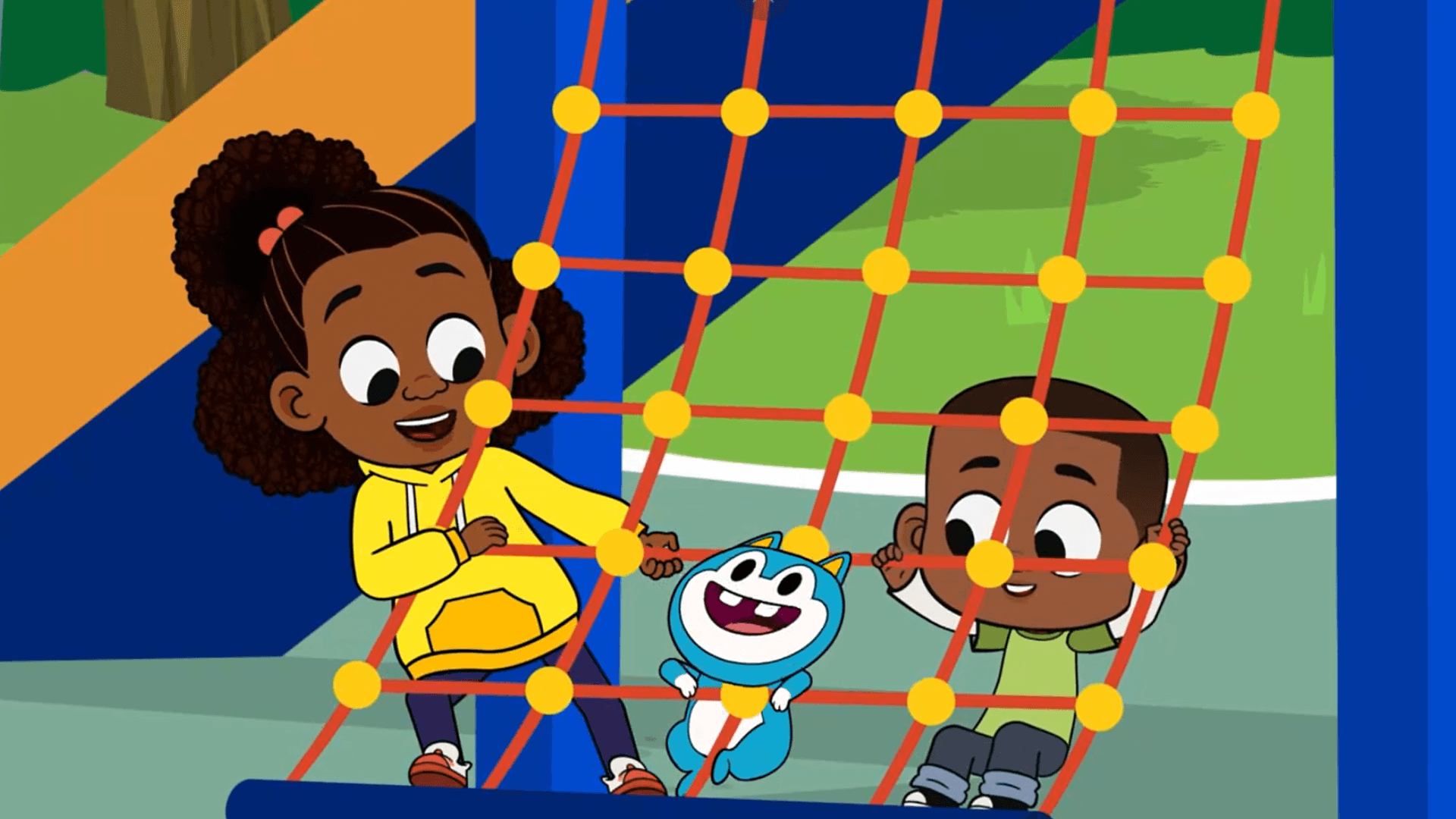 Lyla, Luke, Stu, Liana, and Louisa play together at the park