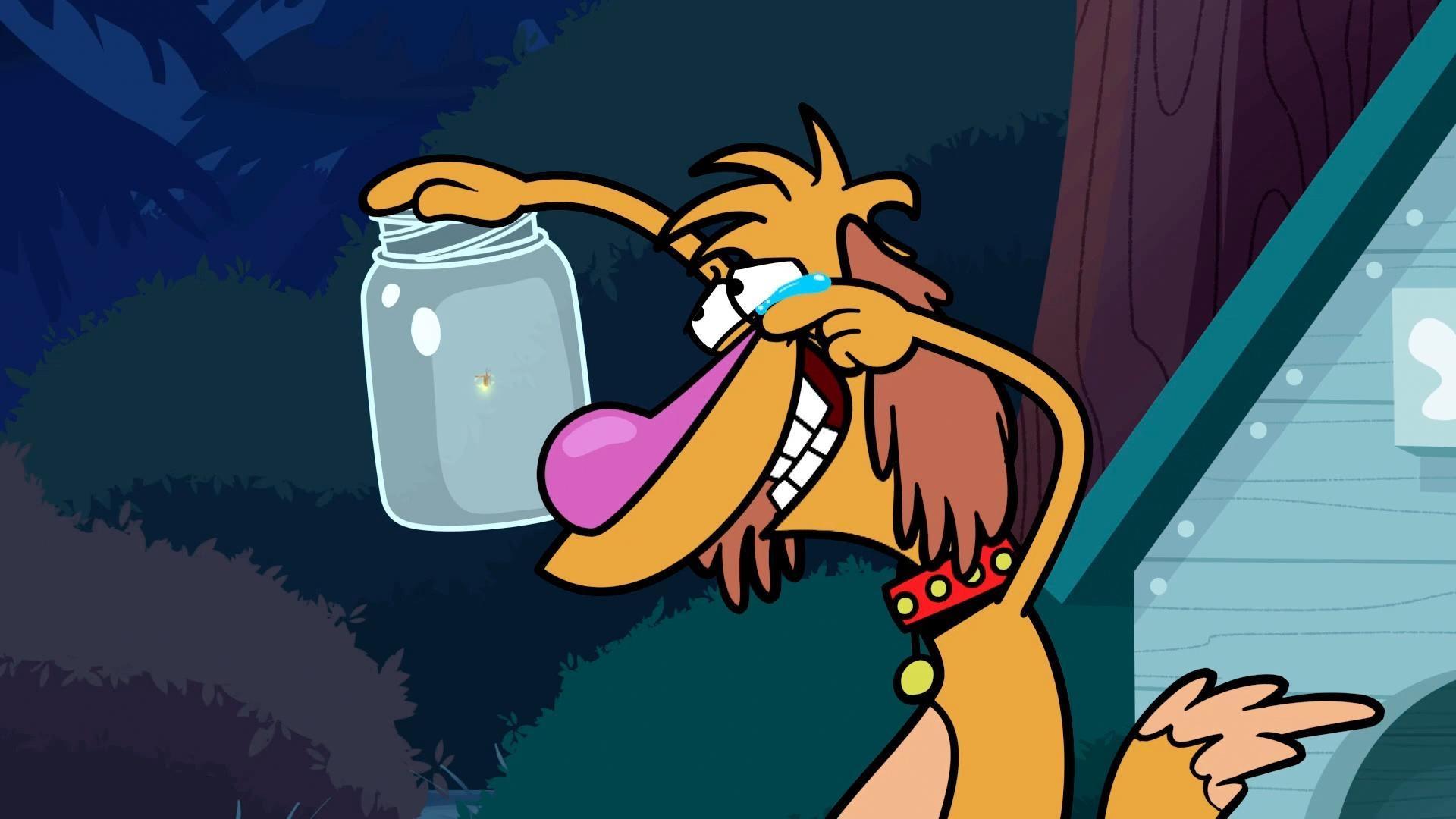 Hal catches a firefly so the gang can look closely at it and watch it glow.