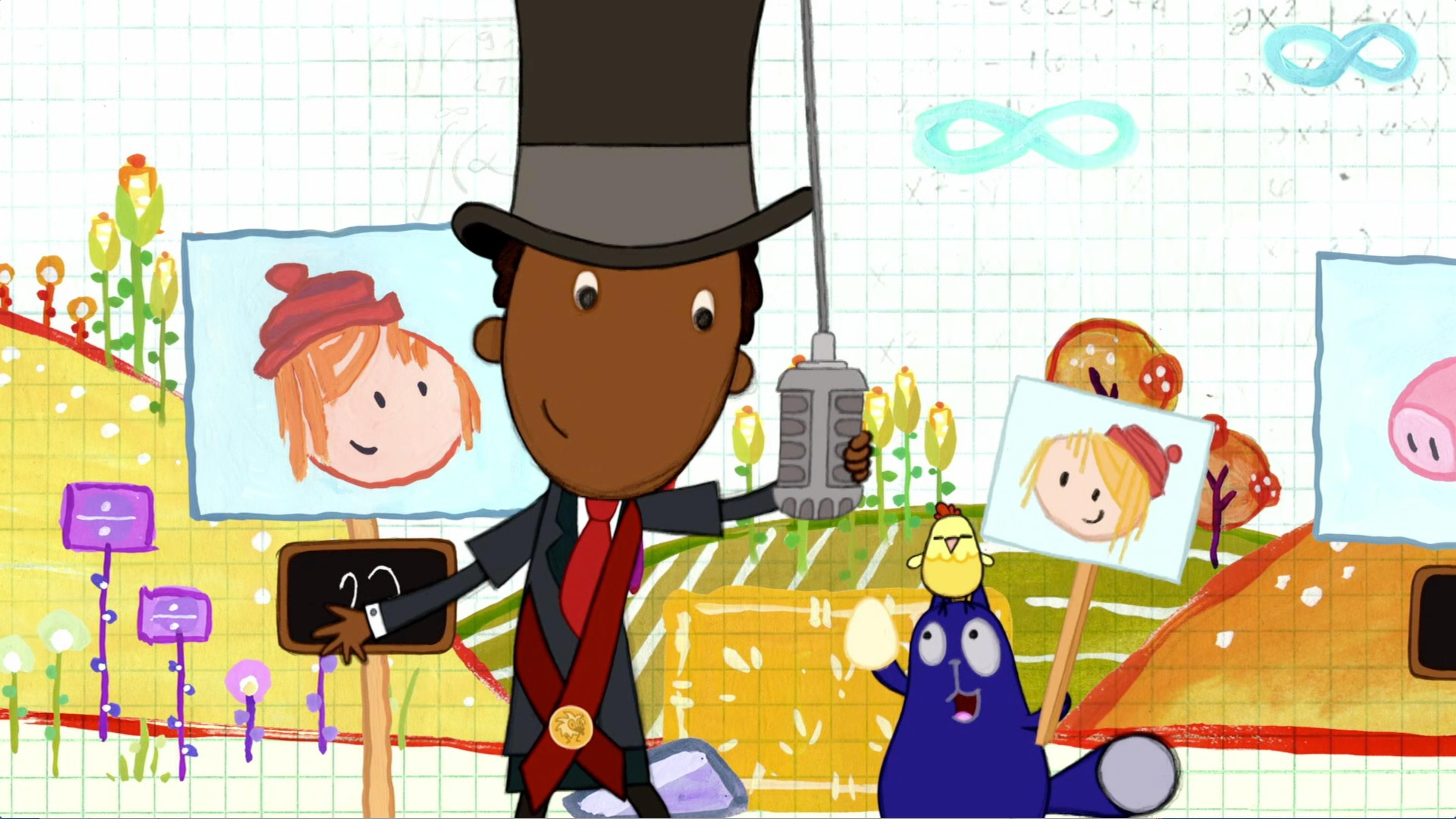 Mayor Ramone encourages Peg. They sing a chicken counting song.