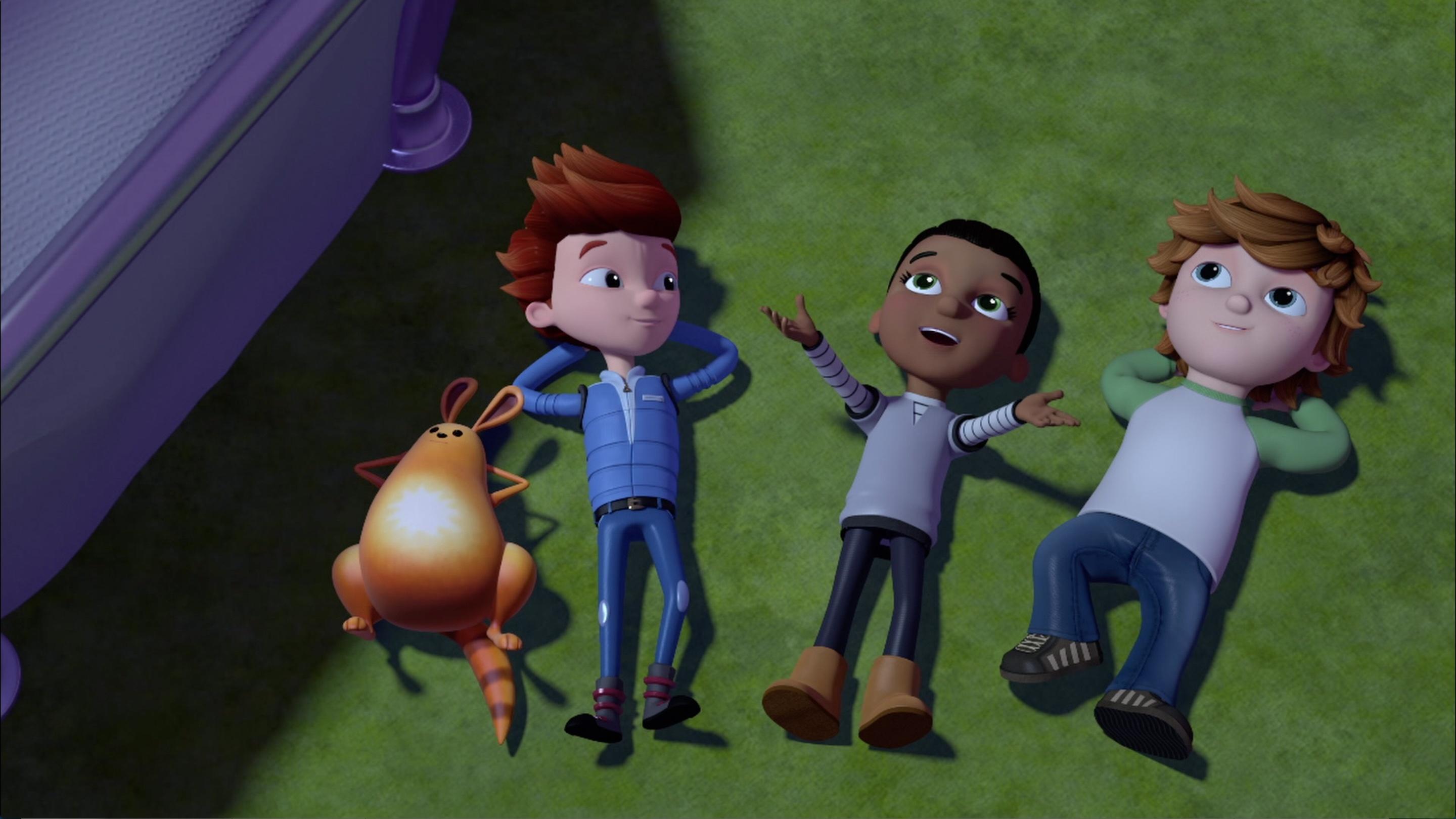 The kids try to explain moon phases to Mindy. / The kids have an outdoor sleepover.