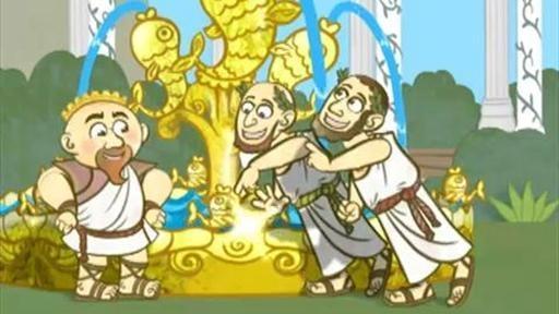 The Super Readers jump into the King Midas book and meet King Midas.