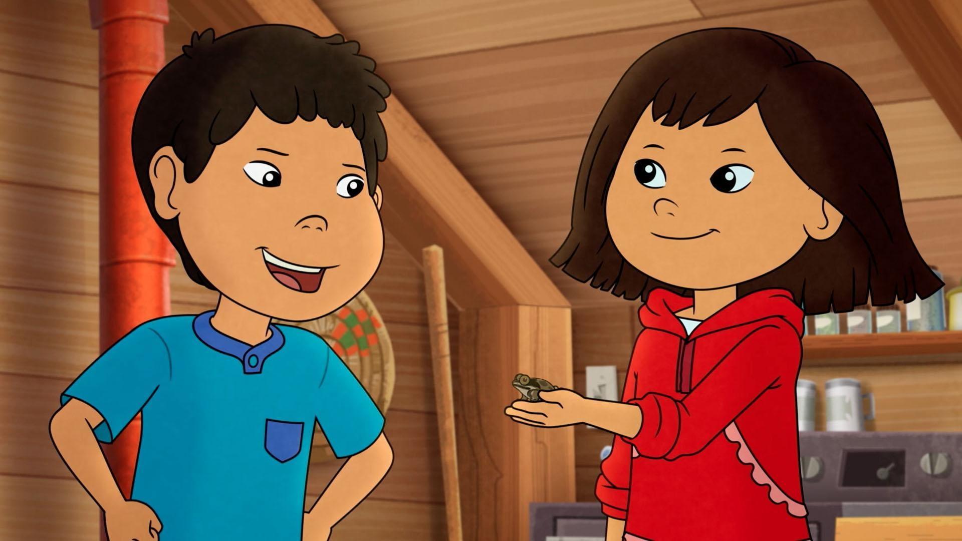 Molly finds a frog. / Molly and Tooey go visit the petroglyphs.