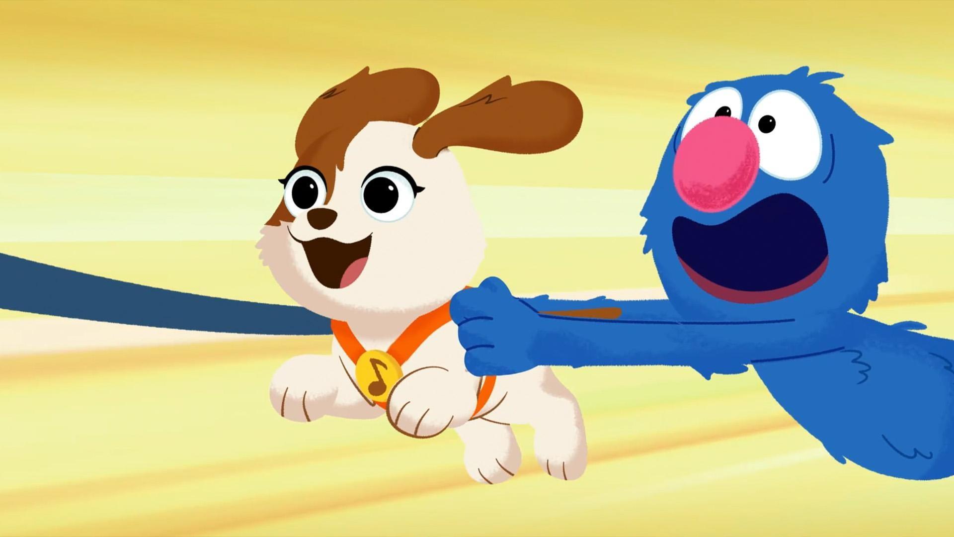 Tango helps Elmo find Grover in the 123 building for their playdate.