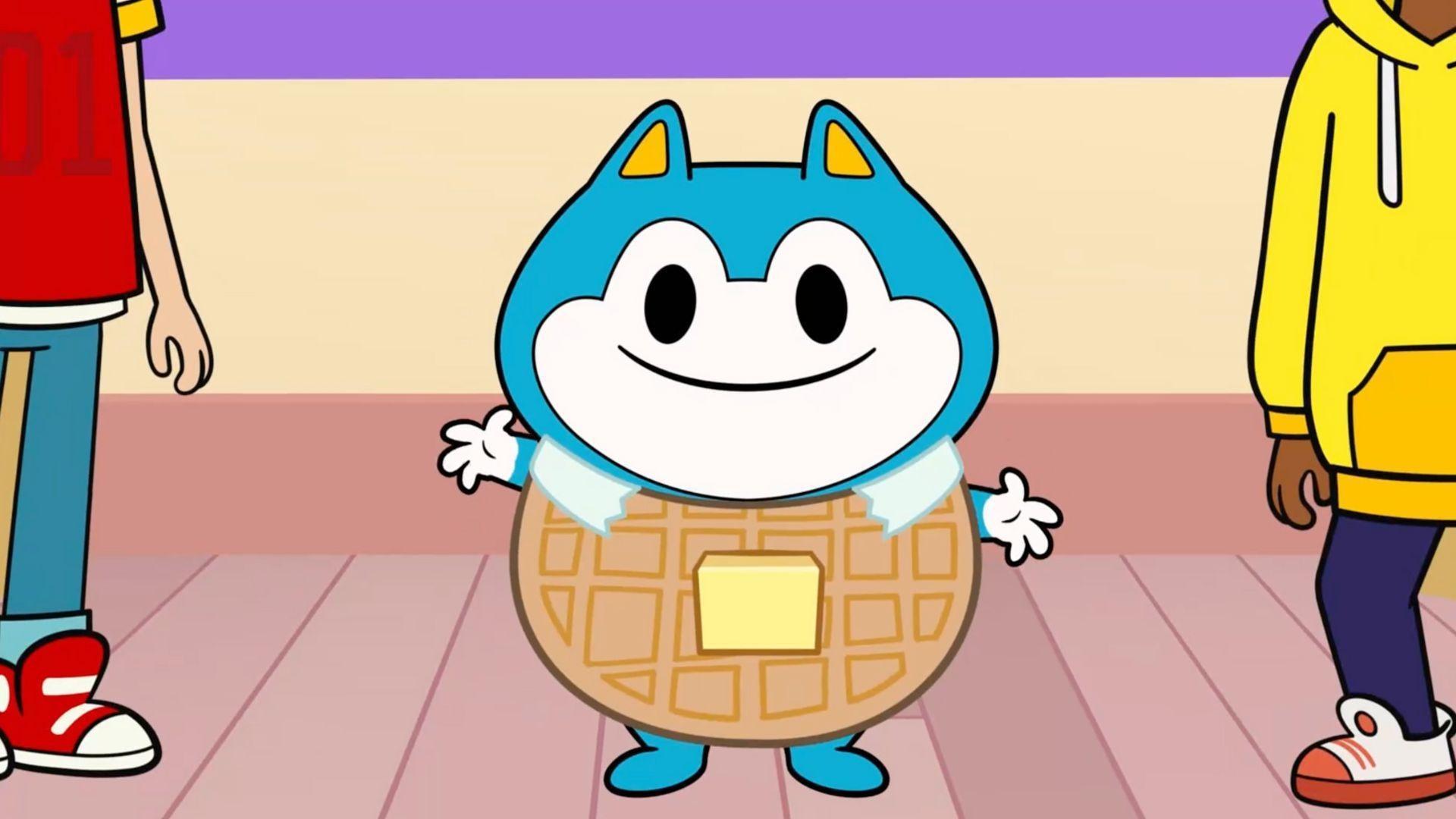 Lyla and Everett make Stu a costume to hand out waffles.